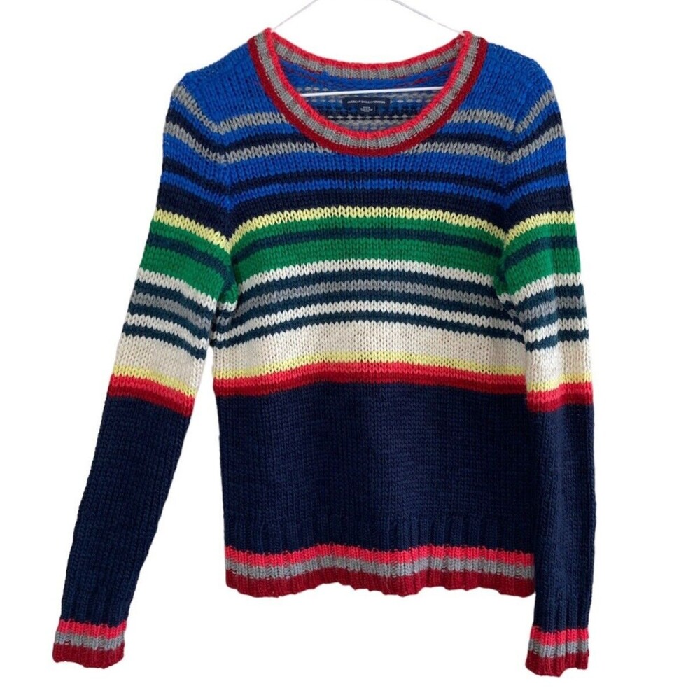 American Eagle Outfitters Womens Sweater M Thick Wool Blend Colorful Runs Small